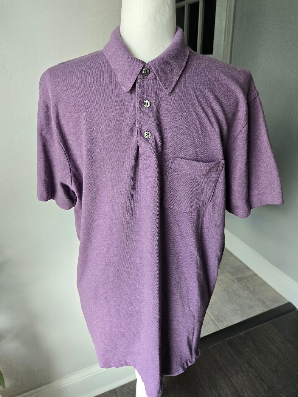 Vintage Polo Ralph Lauren Cotton Silk Knit Polo Shirt Purple Mens XL 90s Y2K